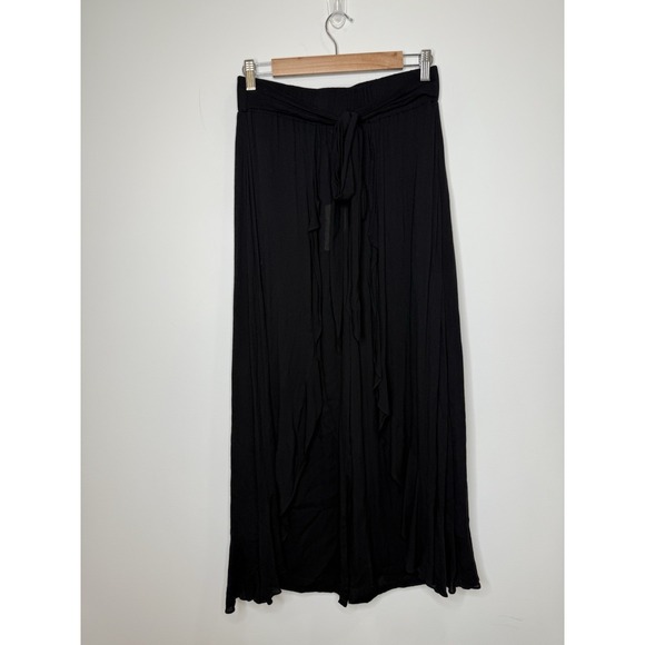 EASEL Pant and Overlay Skirt Small Black Maxi Boho Gauze Crinkle Trad Wife S NEW - Picture 1 of 9